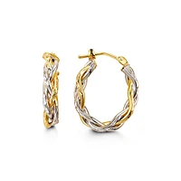 10K 2 Tone Gold 25mm Braided / Woven Earrings