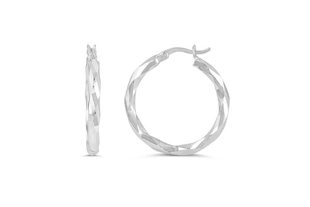 10K White Gold 27mm Earrings
