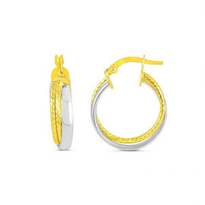 10K Two Tone Gold 24mm Earrings