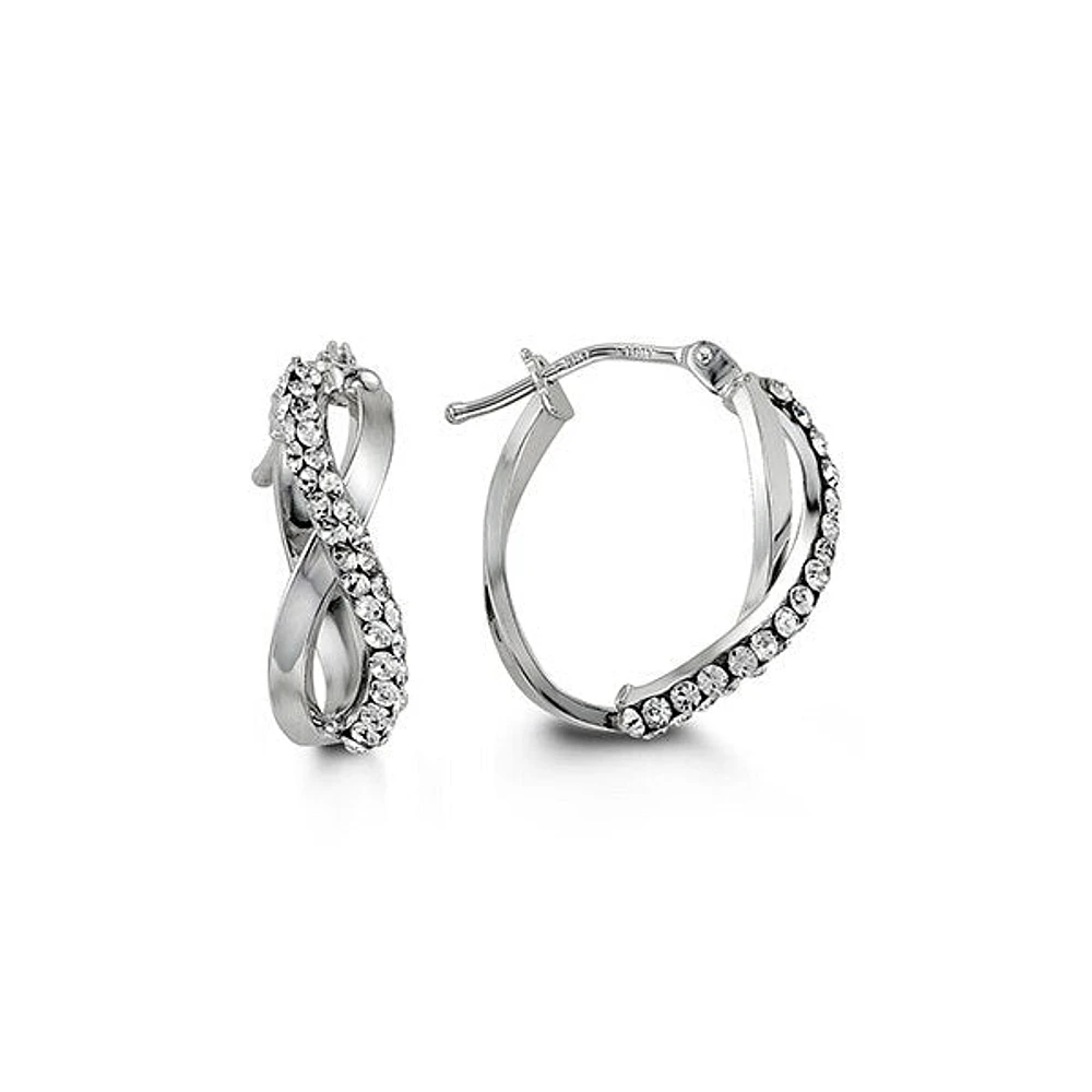 10K White Gold Cubic Zirconia 18mm Earrings