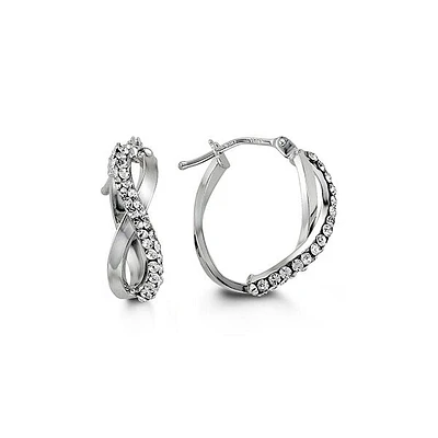 10K White Gold Cubic Zirconia 18mm Earrings