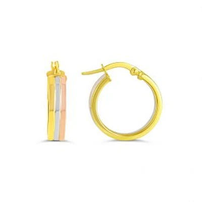 10K Tri Tone Gold 20mm Earrings