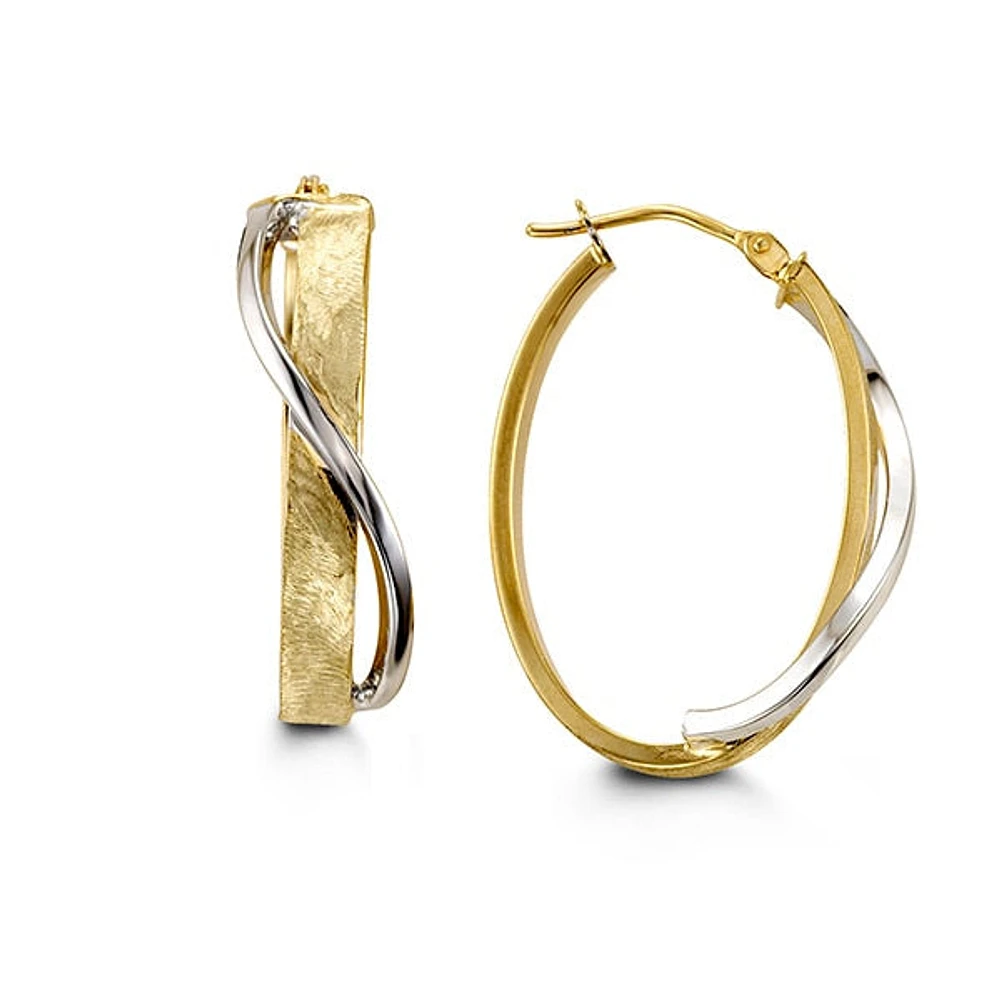 10K Two Tone Gold 28mm Earrings