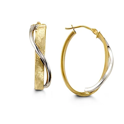 10K Two Tone Gold 28mm Earrings