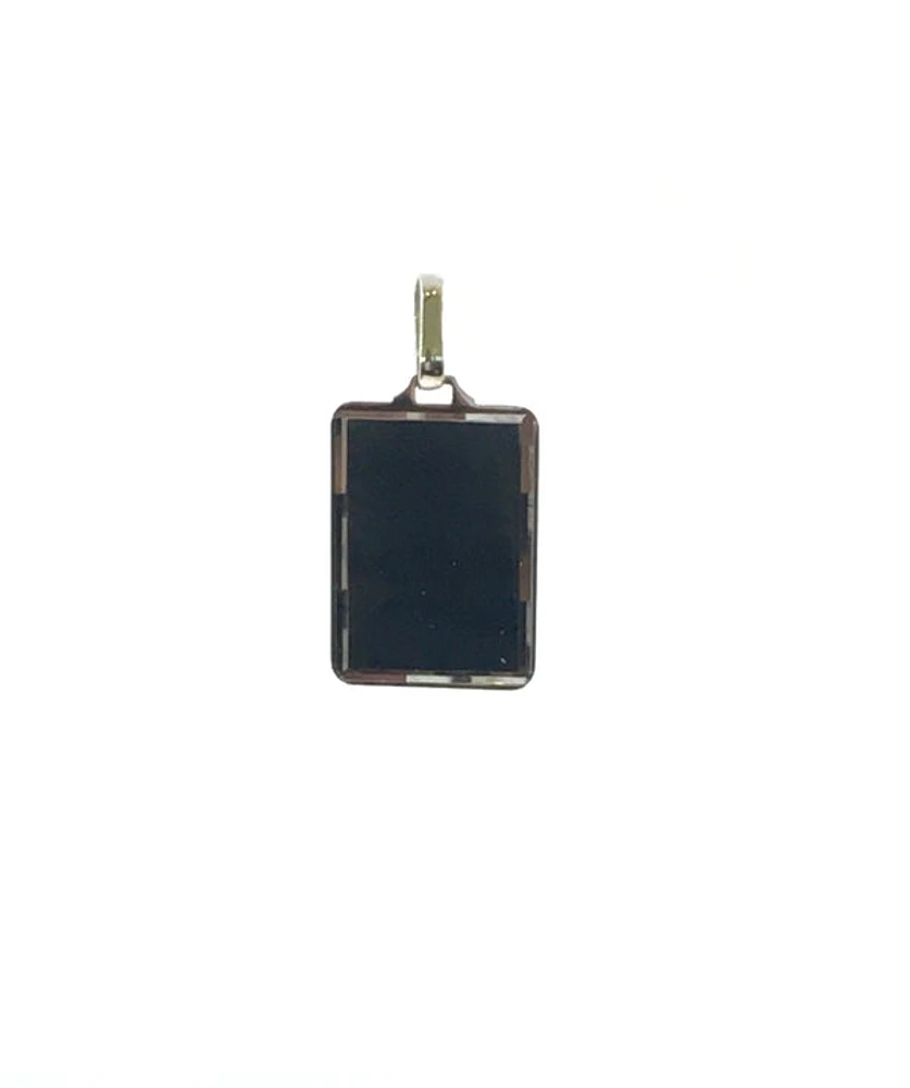 10K White Gold Engraveable Bevelled Edge Rectangular Charm - 20mm x 10mm