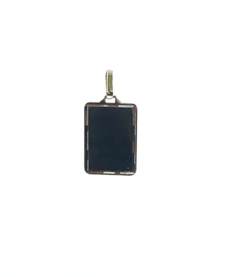 10K White Gold Engraveable Bevelled Edge Rectangular Charm - 20mm x 10mm