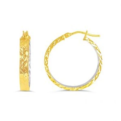 10K Two Tone Gold 27mm Earrings
