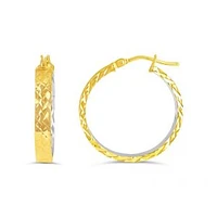 10K Two Tone Gold 27mm Earrings