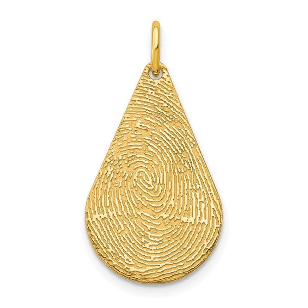 Tear Drop Fingerprint Charm - Sterling Silver