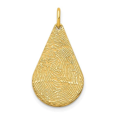 Tear Drop Fingerprint Charm - Sterling Silver