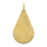Tear Drop Fingerprint Charm - Sterling Silver