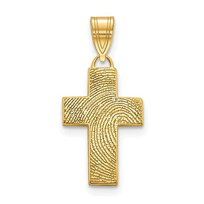 Fingerprint Cross Charm - Sterling Silver