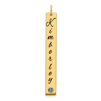 Enameled with 18k Bezel Crystal Birthstone Vertical Bar Charm - Sterling Silver