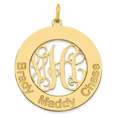 Laser High Polished Monogram & Letters Pendant - Sterling Silver
