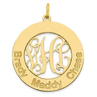 Laser High Polished Monogram & Letters Pendant - Sterling Silver