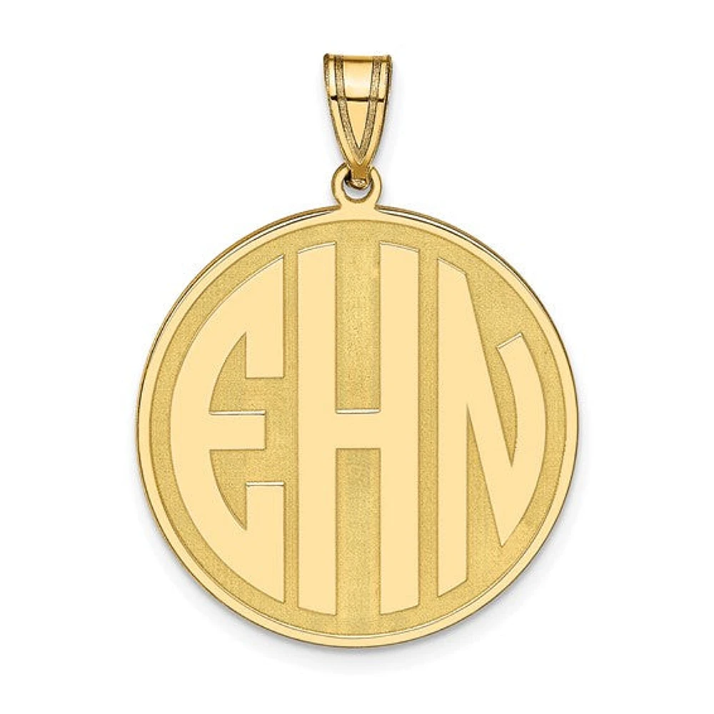Block Raised Letter Circle Pendants - Sterling Silver
