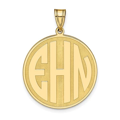 Block Raised Letter Circle Pendants - Sterling Silver