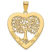Polished Family Tree Heart Pendant (Up to 4 names) - Sterling Silver