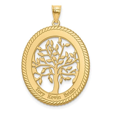 Family Tree Oval Pendant (Up to 3 names) - Sterling Silver