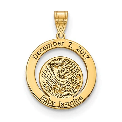 Vertical Signature and Fingerprint Charm - Sterling Silver