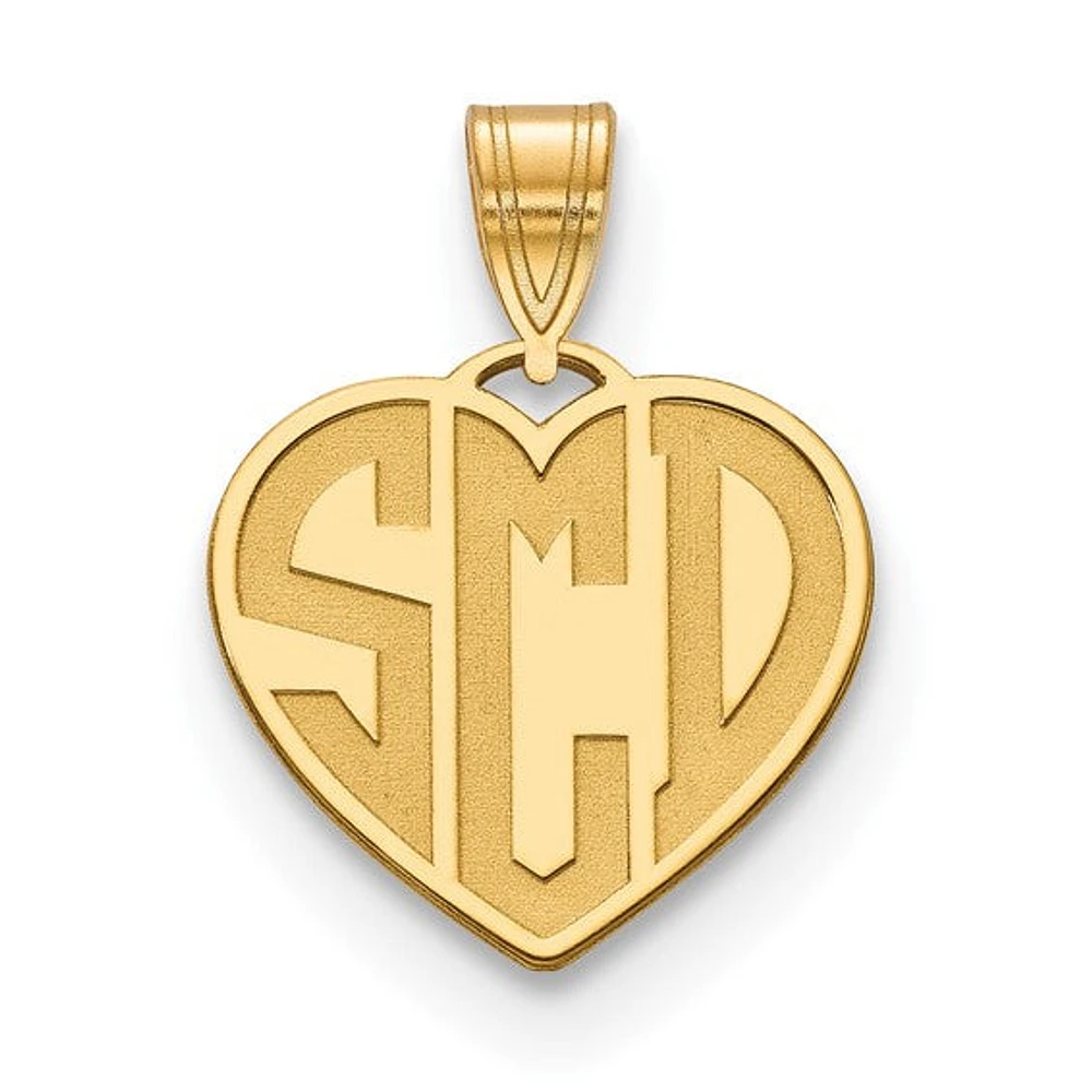 Etched Heart Monogram Pendants - Sterling Silver