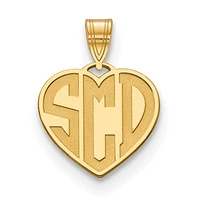Etched Heart Monogram Pendants - Sterling Silver