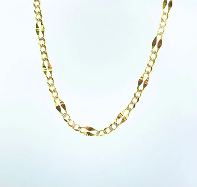 10K Yellow Gold 2.2mm-2.8mm Fancy Figaro Chain with Lobster Clasp - 18 Inches