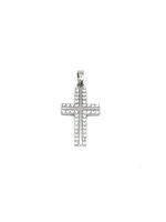 10K White Gold Cubic Zirconia Cross - 21mm x 13mm