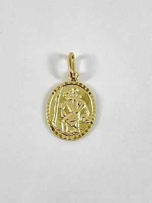 10K Gold Oval St. Christopher's 3D Charm