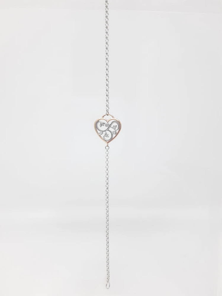 14K White & Rose Gold 0.05cttw Canadian Diamond Bracelet, 7"