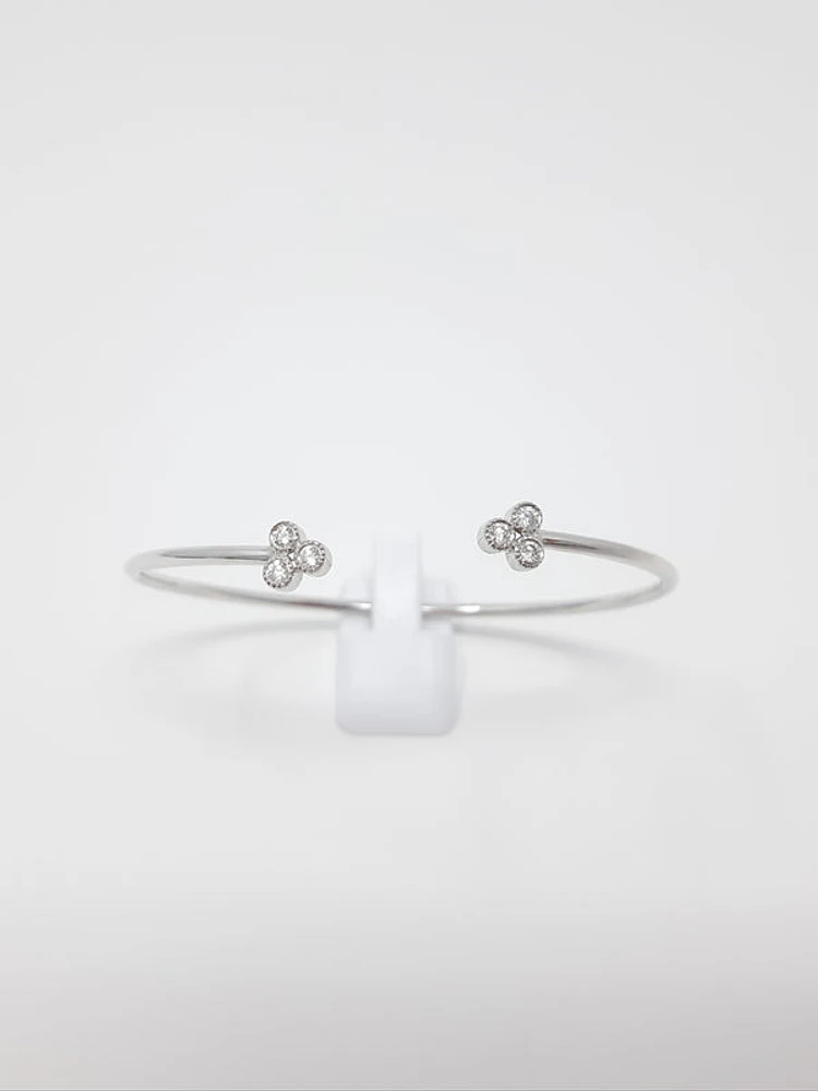 14K White Gold 0.24cttw Diamond Cuff Bangle, 6.5"