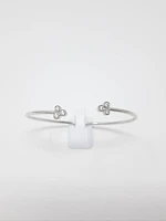 14K White Gold 0.24cttw Diamond Cuff Bangle, 6.5"