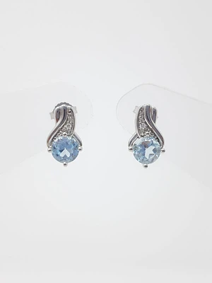 Blue Topaz and Diamond Earrings