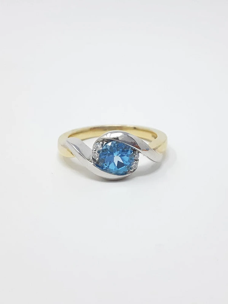 Blue Topaz and Diamond Ring
