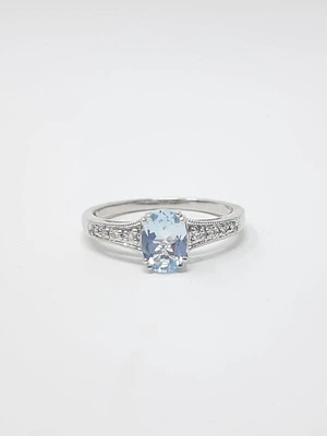 Aquamarine And Diamond Ring