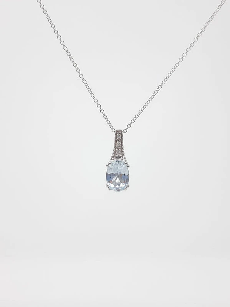 Aquamarine and Diamond Pendant