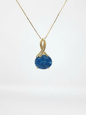 Blue Topaz and Diamond Pendant