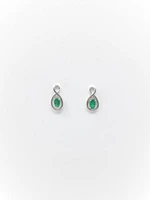 10K White Gold Oval Cut Emerald Stud Earrings