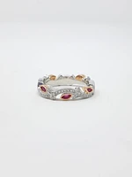 14K Two Tone White and Rose Gold 0.20cttw Ruby and 0.07cttw Diamond Ring