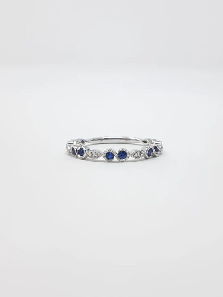 14K White Gold Sapphire and Diamond Infinity Ring