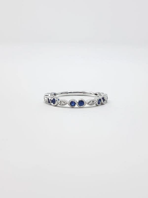 14K White Gold Sapphire and Diamond Infinity Ring