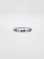 14K White Gold Sapphire and Diamond Infinity Ring