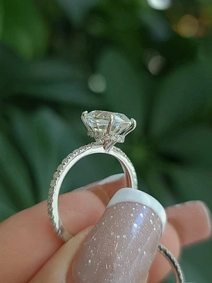 Moissanite Engagement & Wedding Band Set