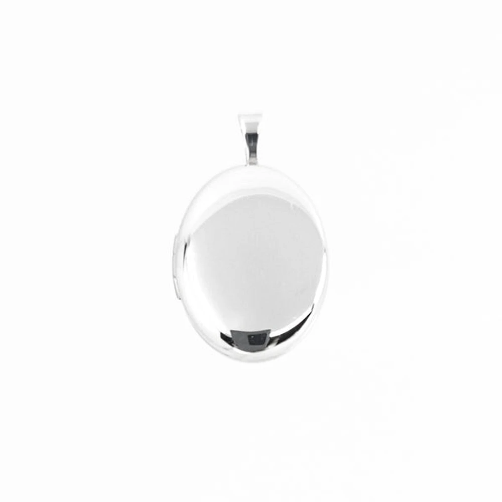 925 Sterling Silver Polished Front and Brushed Back Oval Locket - 20mm x 15mm