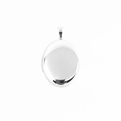 925 Sterling Silver Polished Front and Brushed Back Oval Locket - 20mm x 15mm