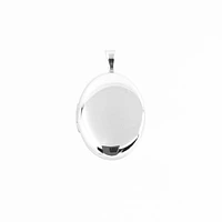 925 Sterling Silver Polished Front and Brushed Back Oval Locket - 20mm x 15mm