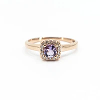 10K Rose Gold 0.35cttw Genuine Amethyst & 0.07cttw Diamond Halo Ring, size 7