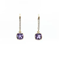 10K Yellow Gold Amethyst & Diamond 0.04cttw Earrings