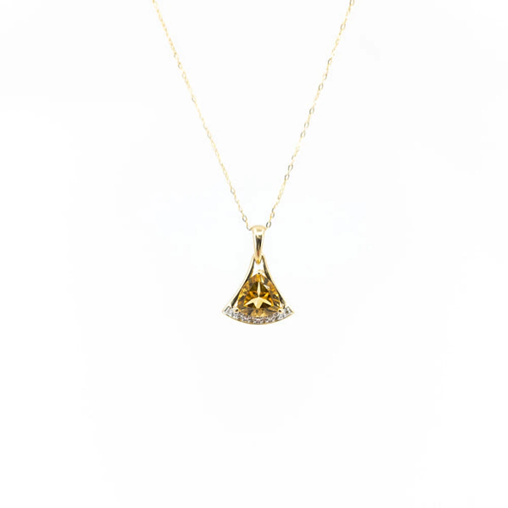 10K Yellow Gold Citrine and Diamond Pendant