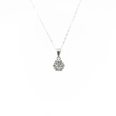 10/14K White Gold Diamond Pendant